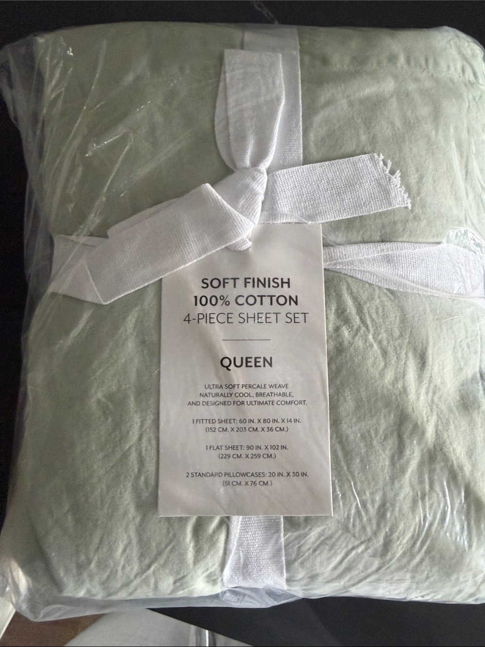 Soft Finish 100% Cotton Queen Sheet Set - Sage Green